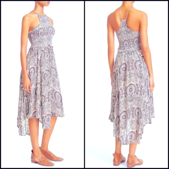 Free People Smocked Boho Paisley Print Midi Dress - Picture 3 of 11